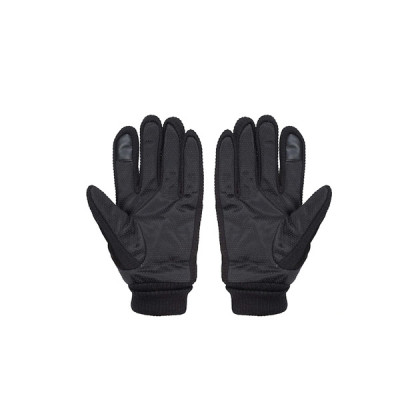 Unisex Black Solid Acrylic Winter Gloves With Touchscreen Fingers