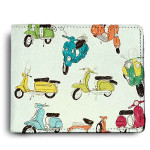 Leather Vintage Scooter Pattern Printed Wallet (Multicolour)