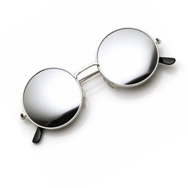 Silver Mirrored Round Sunglass